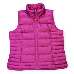 Lands End Down Vest Women's Pink Purple Fushia Full Zip Winter Vest 18